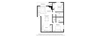 a floor plan of a unit with a bedroom and a living room