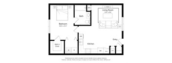 a floor plan of a room with a bedroom and a living room