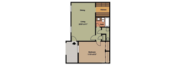 1BR Floorplan at Crescent Place Apartments, Savannah, 31419