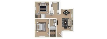 A floor plan of a house with a living room, kitchen, and bathroom.