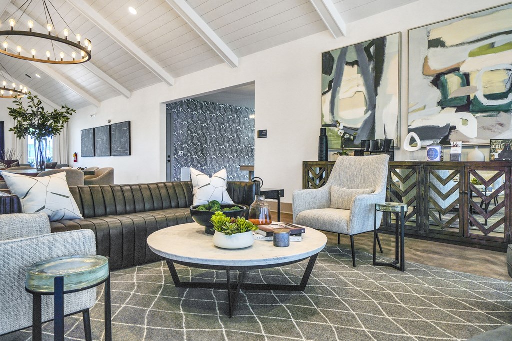 Living room couch at The Charles Apartments, Destin, Florida