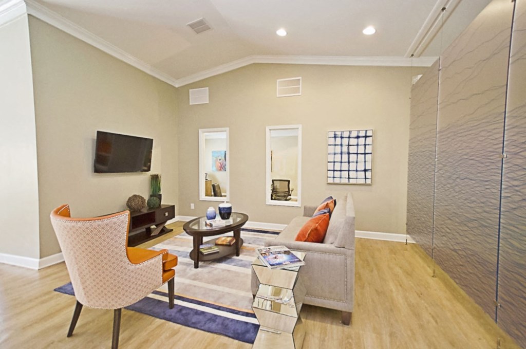 Living Area With TV at 555 Mansell, Roswell, Georgia