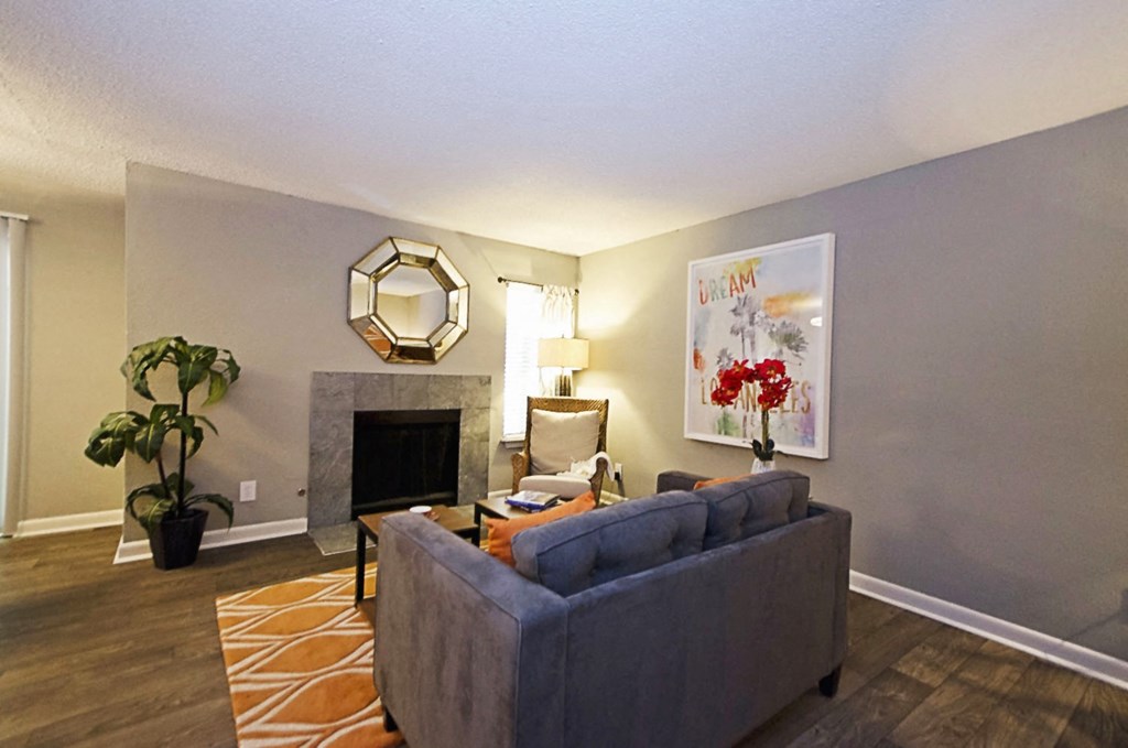 Living Area With Fireplace at 555 Mansell, Roswell, Georgia