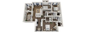 3 bed 2 bath floor plan at Arbors at East Cobb Apartments, Marietta, 30062