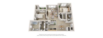 Edgewater Vista Apartments, Decatur Georgia, 2x2 Cedar Two 3D floorplan