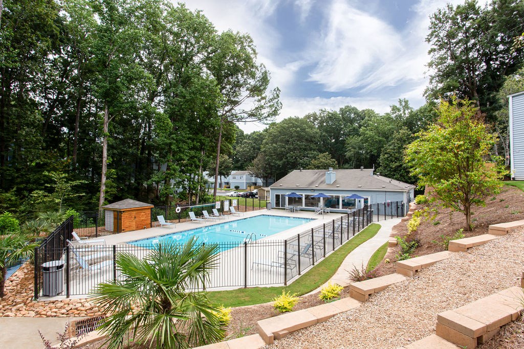 Resort style swimming pool at The Cobb Apartments-Townhomes, Austell, GA, Georgia