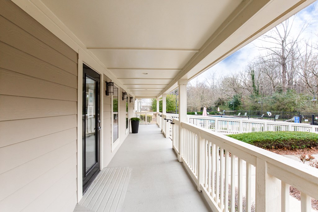 front porch at the whispering winds apartments in pearland, tx