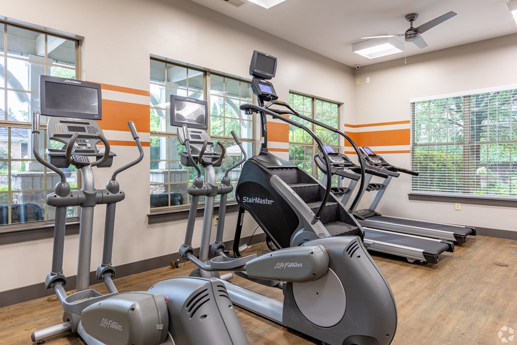 Overlook at Gwinnett Stadium Fitness Studio featuring exercise balls. Lawrenceville, GA.