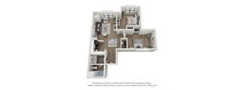 second two bedroom layout at flats at 87ten in charlotte, nc