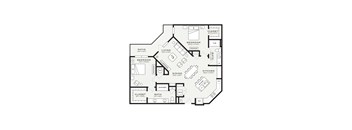 A black and white image of a house floor plan.