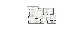 A black and white image of a house floor plan.