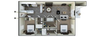 2 bedroom the Lynsey floor plan Highborne apartment Augusta, GA