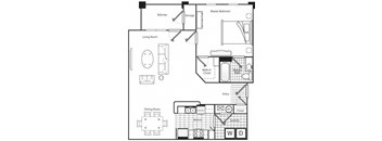1 bedroom floor plan at Cherokee Summit Acworth, GA