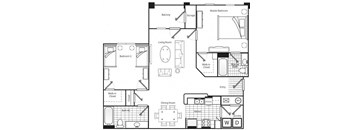 2 bedroom floor plan at Cherokee Summit Acworth, GA