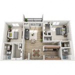 a bedroom apartment with a bed and a desk at Atler at Brookhaven, Georgia