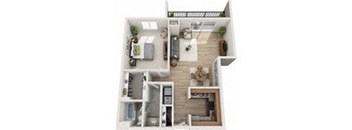 a bedroom with a bed and a chair in a room at Atler at Brookhaven, Atlanta, GA, 30319