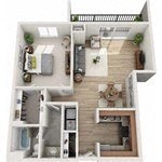 a bedroom with a bed and a chair in a room at Atler at Brookhaven, Atlanta, GA, 30319