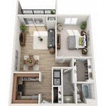 a bedroom with a bed and a chair in a room at Atler at Brookhaven, Atlanta, GA