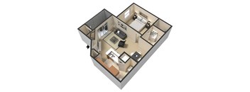 1 Bedroom Floor Plan at The Hub at 934 Apartments, Atlanta, Georgia