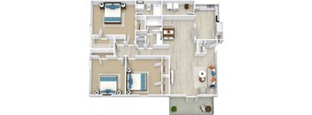 3 Bedrooms and 2 Bathrooms Floor Plans at Vinings RiverVue Apartments, Georgia, 30339