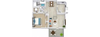 1 Bedroom 1 Bath Floor Plan at Vinings RiverVue Apartments, Atlanta