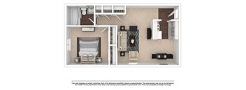 1 Bedroom 1 Bath Floor Plan at Summit Augusta, Augusta