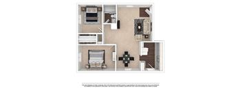 2 Bed1 Bath Floor Plan at Summit Augusta, Georgia, 30909