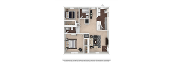 2 Bed 2 Bath Floor Plan at Summit Augusta, Augusta, GA, 30909