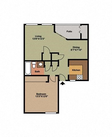 1 bed 1 bath Cedar Floor Plan at The Landing At Pleasantdale, Doraville, GA, 30340