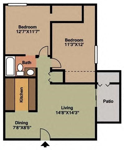 2 bed 1 bath Dogwood Floor Plan at The Landing At Pleasantdale, Doraville, Georgia