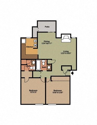 2 bed 2 bath Elm Floor Plan at The Landing At Pleasantdale, Doraville, GA