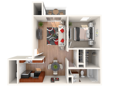 1 Bed 1 Bath Floor Plan at Breckinridge Vue, Duluth, GA, 30096