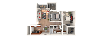 2 Bedroom 1 Bath Floor Plan at Breckinridge Vue, Georgia