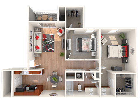 2 Bedroom 1 Bath Floor Plan at Breckinridge Vue, Georgia