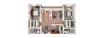 2 Bed 2 Bath Floor Plan at Breckinridge Vue, Duluth, GA, 30096