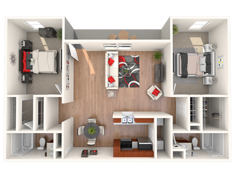 2 Bed 2 Bath Floor Plan at Breckinridge Vue, Duluth, GA, 30096