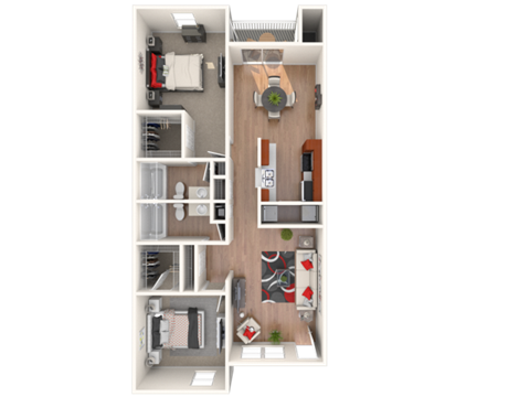 2 Bedroom 2 Bath Floor Plan at Breckinridge Vue, Georgia, 30096