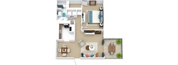 1 bedroom 1 bathroom floor planat Fairway View Apartments, Georgia