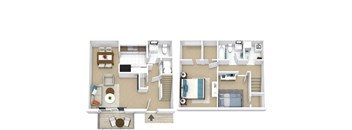2 bedroom 2 bathroom floor plan A at Fairway View Apartments, Lawrenceville, GA, 30044