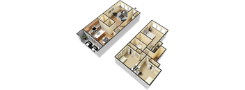 Three Bedroom Floor Plan at Elevate at The Pointe, Marietta