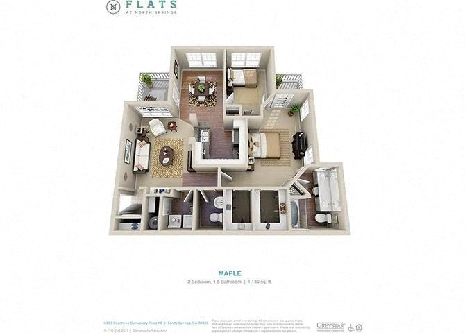 a floor plan of a home with a white background at Flats at North Springs, Sandy Springs, GA