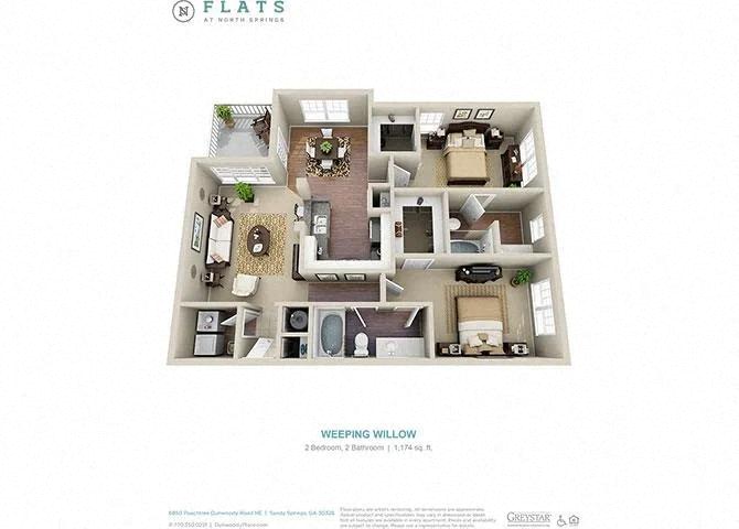 a floor plan of the flats at shady grove at Flats at North Springs, Sandy Springs Georgia