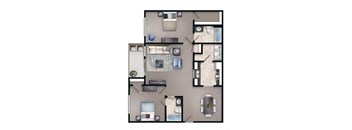 2 bedroom floor plan Ballantyne Common of Stockbridge, Stockbridge, GA