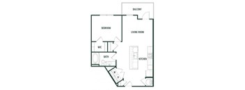 1 bedroom 1 bathroom Ash Floor Plan at Arcadia Decatur, Georgia, 30030