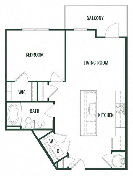 1 bedroom 1 bathroom Ash Floor Plan at Arcadia Decatur, Georgia, 30030