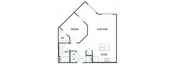 1 bedroom 1 bathroom Basswood Floor Plan at Arcadia Decatur, Decatur, GA
