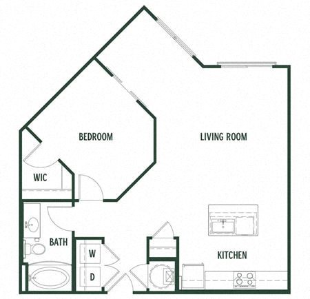 1 bedroom 1 bathroom Basswood Floor Plan at Arcadia Decatur, Decatur, GA