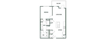 1 bedroom 1 bathroom  Blackjack Floor Plan at Arcadia Decatur, Decatur, GA, 30030
