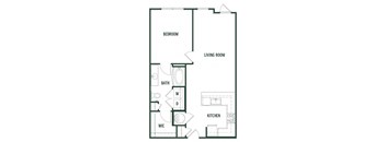 1 bedroom 1 bathroom Bluejack Floor Plan at Arcadia Decatur, Decatur, GA, 30030