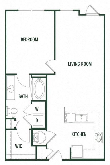 1 bedroom 1 bathroom Bluejack Floor Plan at Arcadia Decatur, Decatur, GA, 30030